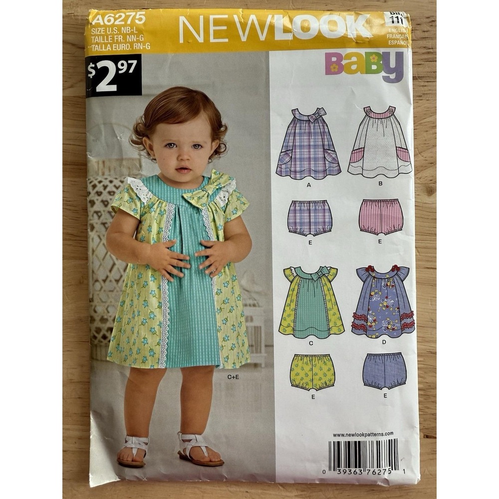 New Look Sewing Pattern 6275 Babies' Dress and Panties Size NB-L